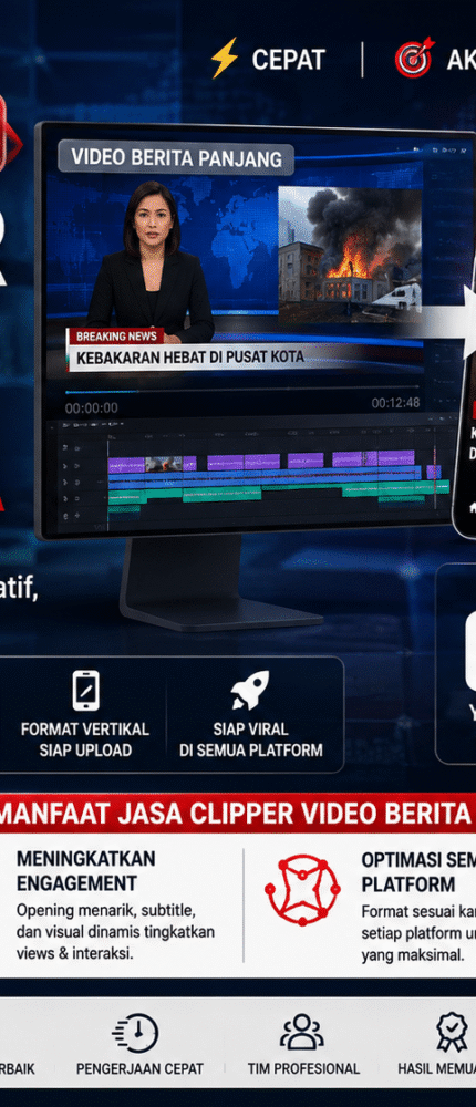 Jasa Clipper Video Berita | Editing Konten Berita untuk Shorts & Reels Jasa Clipper Video Berita